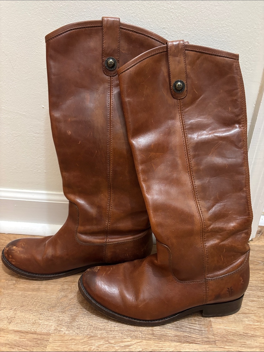 Frye Melissa Leather Riding Knee High Brown Boots